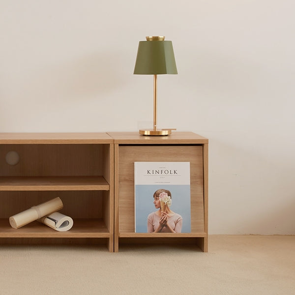 Wooden Bedside Table with Front Magazine Rack