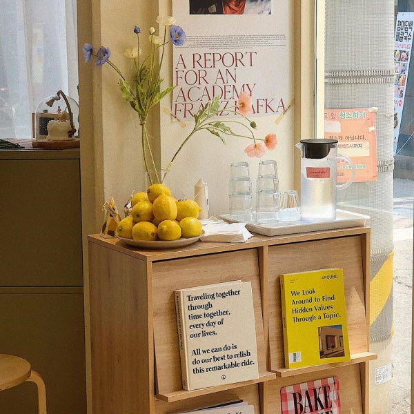 Cabinet with Flip-Up Doors and Magazine Display Panels