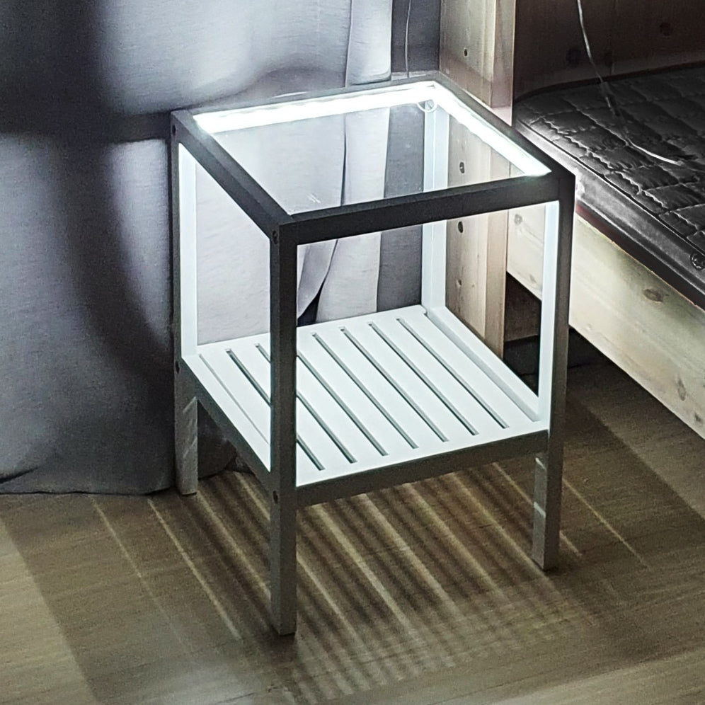 Wooden Tempered Glass Side Table