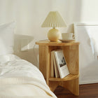 Round Wood Side Table with Built-in Bookshelf