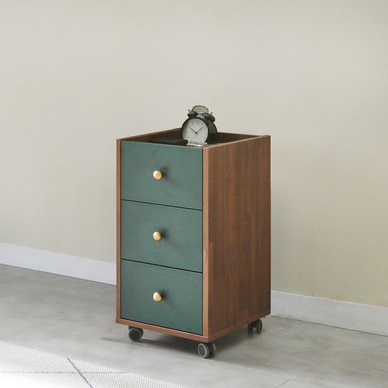 3-Drawer Rolling Storage Cart with Wood Accents