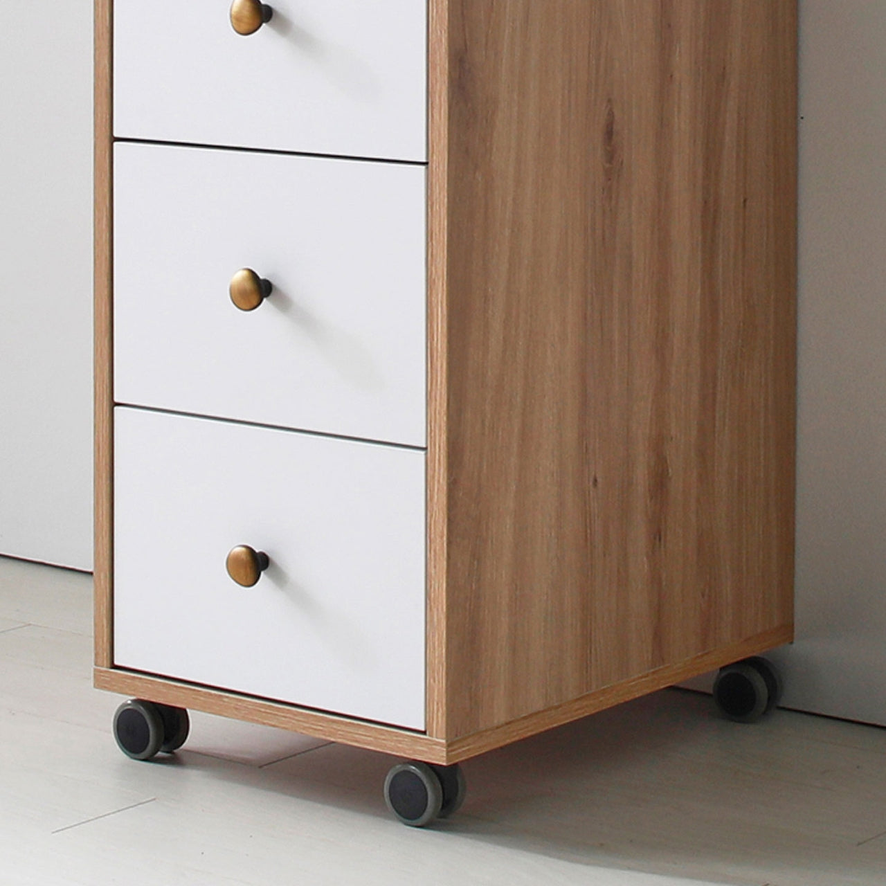 3-Drawer Rolling Storage Cart with Wood Accents
