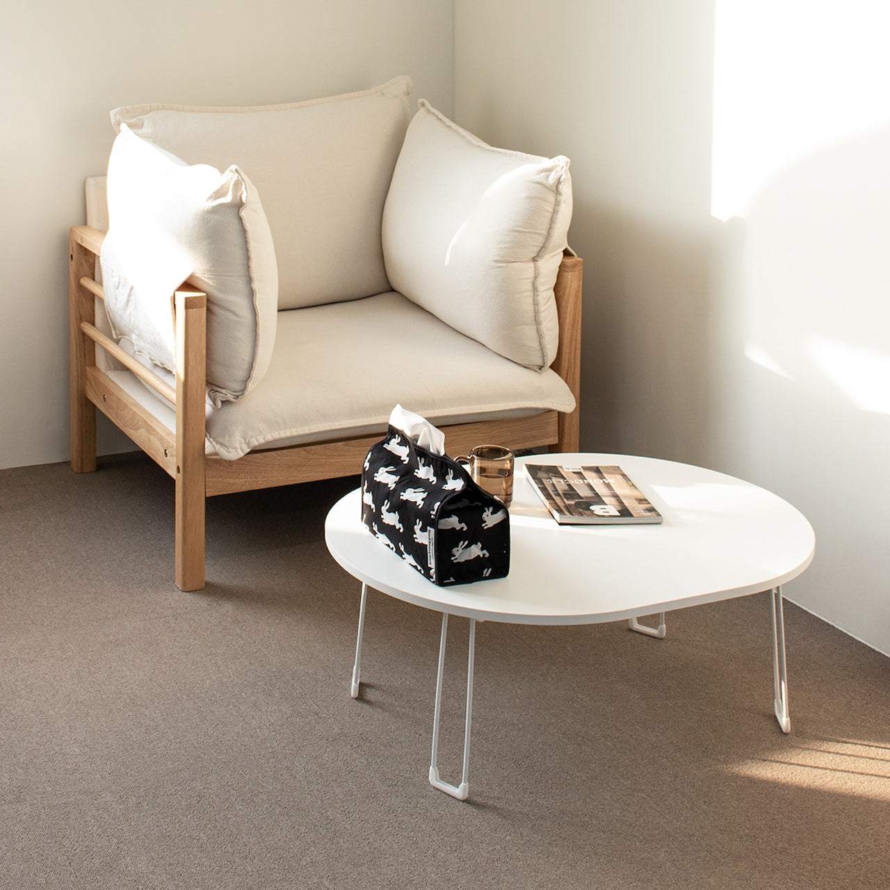 Foldable Oval Low Coffee Table