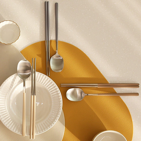 Matte Stainless Steel Spoon & Chopsticks Set of 4