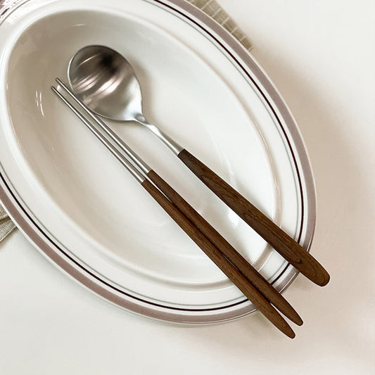 Maple Wood Handle Stainless Steel Cutlery Set (10-Piece)