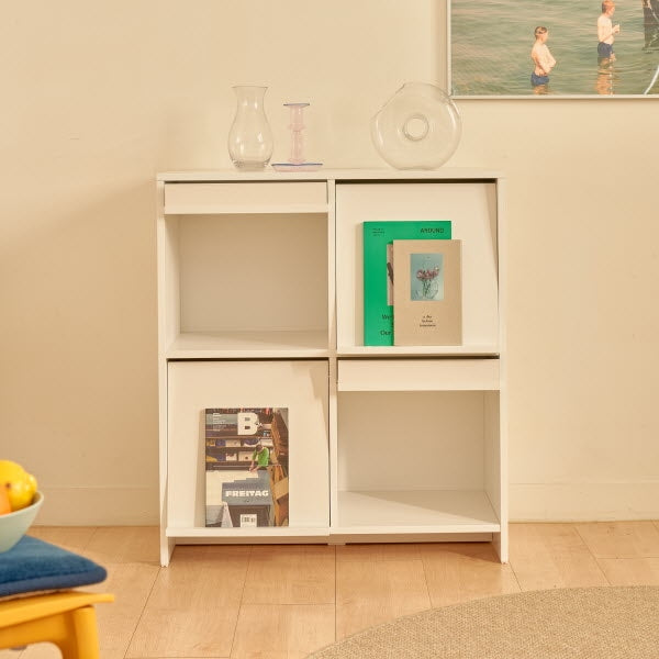 Cabinet with Flip-Up Doors and Magazine Display Panels
