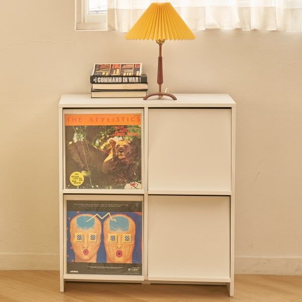 Cabinet with Flip-Up Doors and Magazine Display Panels