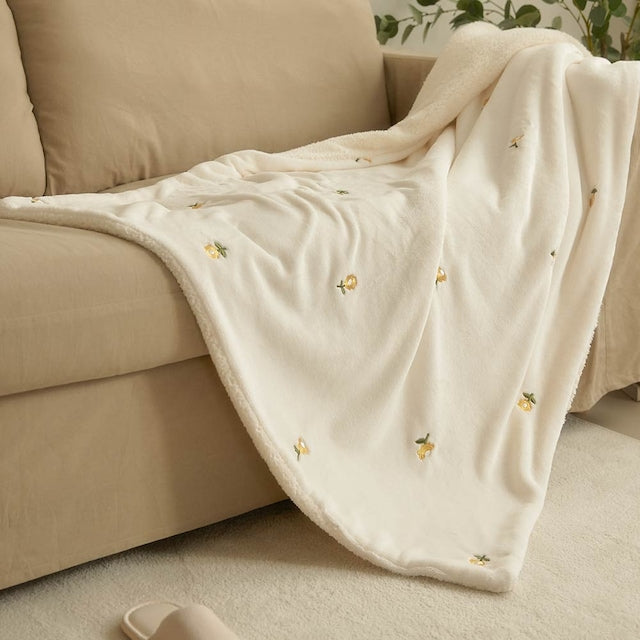 Plush Sherpa Microfiber Embroidered Blanket