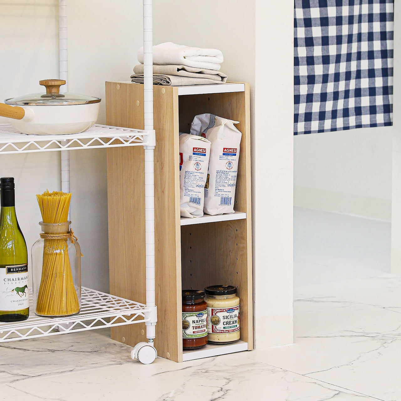 Slim Wood Side Shelf
