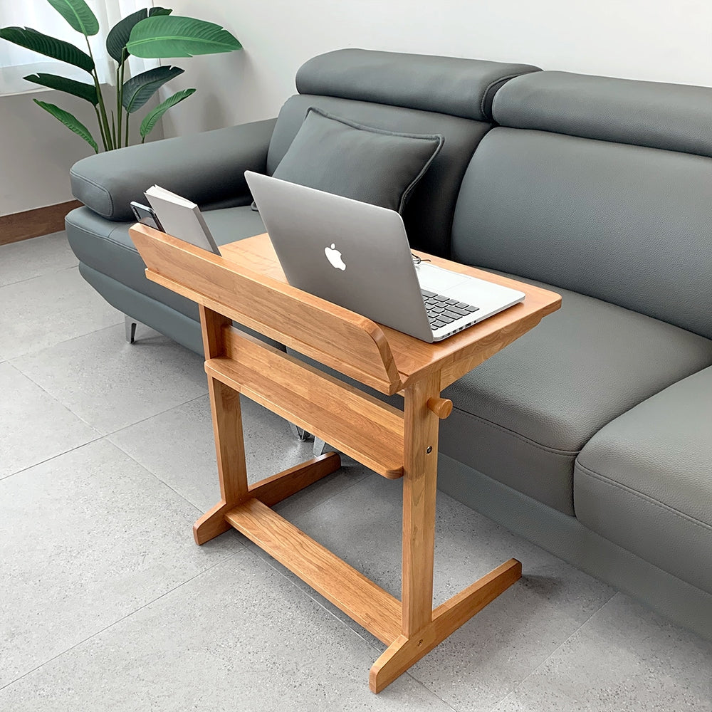 Wood Sofa Side Table with Raised Edge