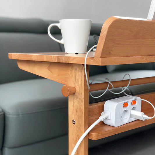 Wood Sofa Side Table with Raised Edge