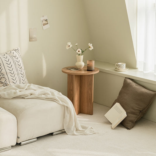 Wood Round Side Table