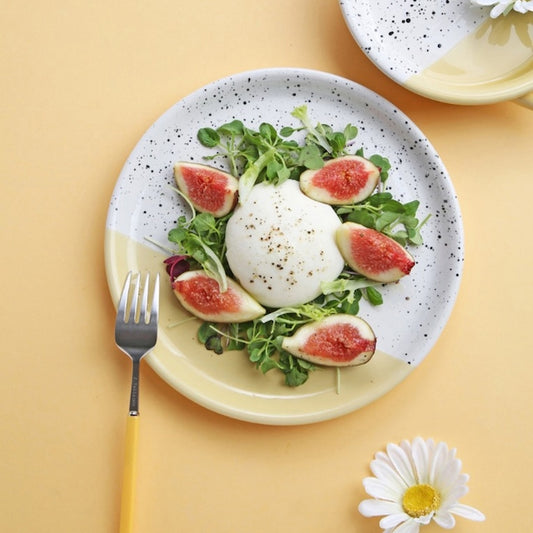 Color-Block Marble Ceramic Round Plate