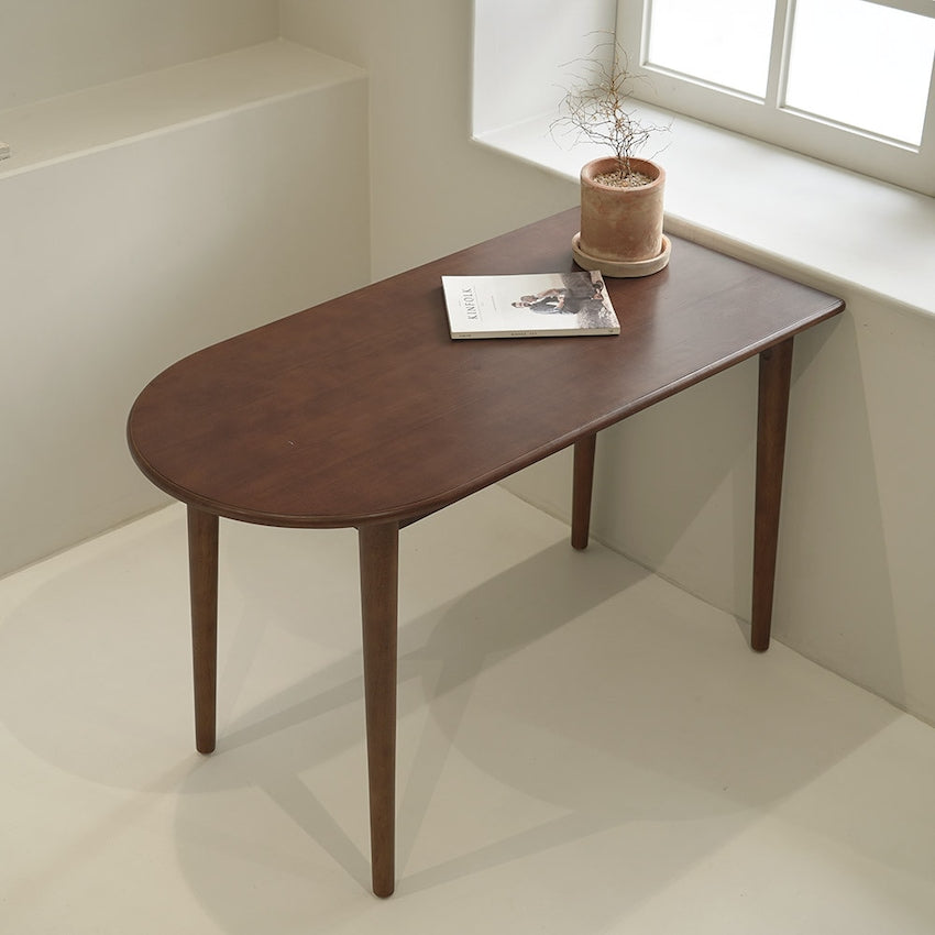 Walnut Half Oval Dining Table