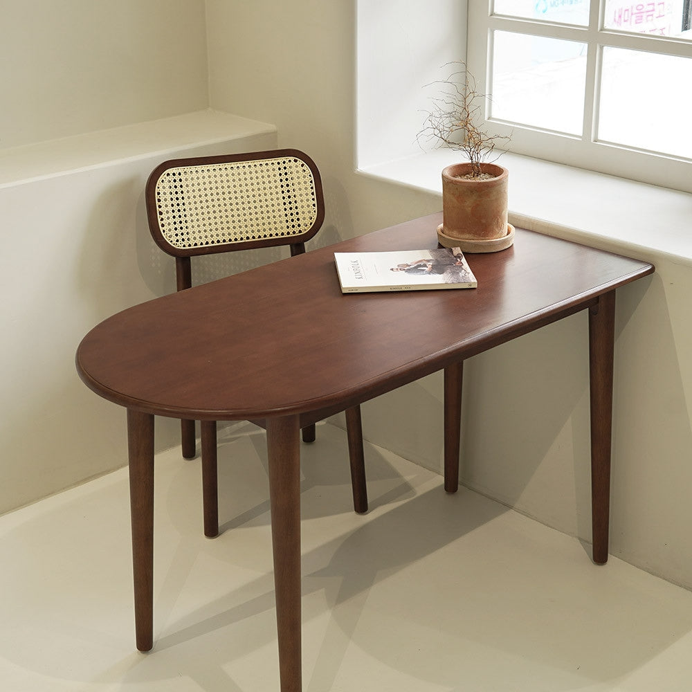 Walnut Half Oval Dining Table