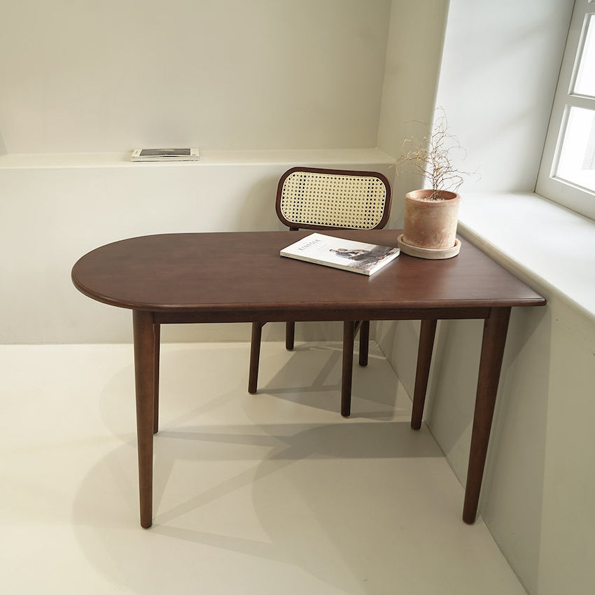 Walnut Half Oval Dining Table