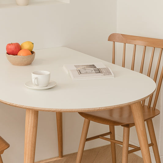 Half Oval Wooden Legs Dining Table
