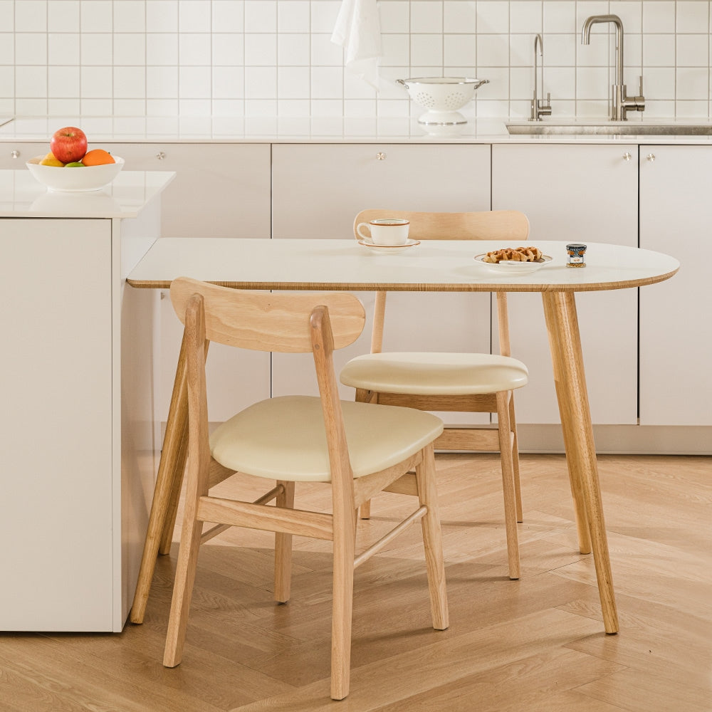 Half Oval Wooden Legs Dining Table
