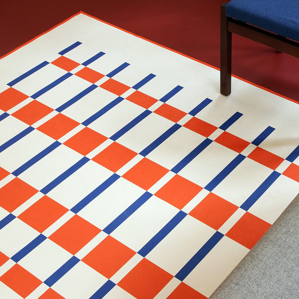 Checkered Chenille Mid-Century Area Rug
