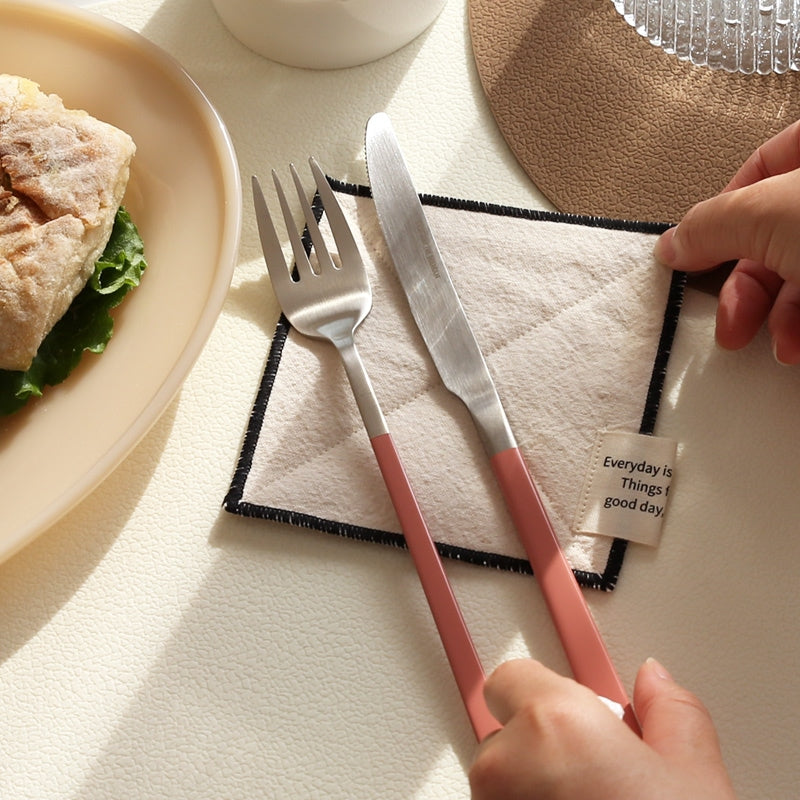 Matte Silver Flatware Set – 4 Forks & 4 Knives