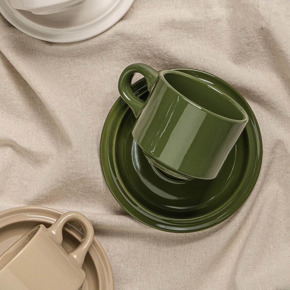 Glossy Ceramic Cup & Saucer Set