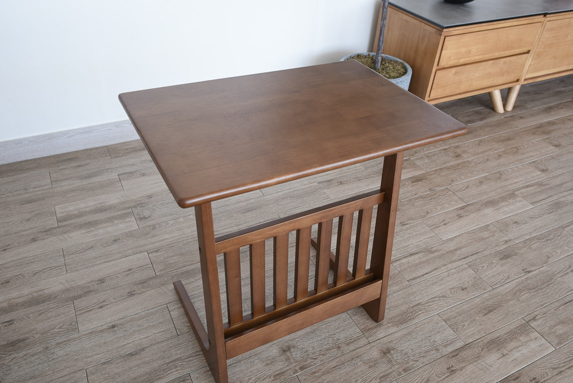 Wooden Side Table with Magazine Rack