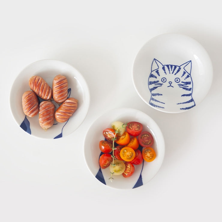 Cat Illustration Porcelain Dish Set – 5 Piece