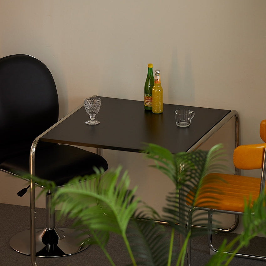 Colorful Square Chrome Legged Table