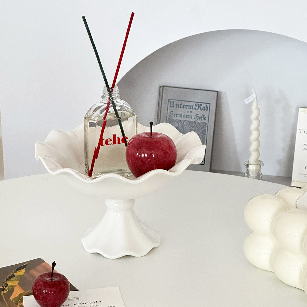 Fluted Ceramic Pedestal Tray