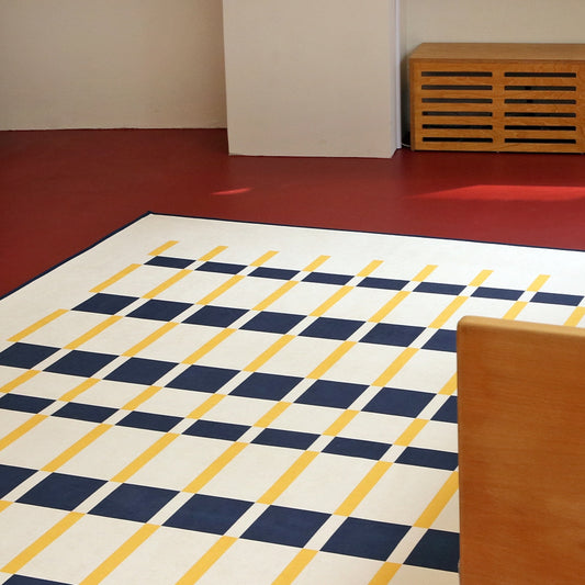 Checkered Chenille Mid-Century Area Rug