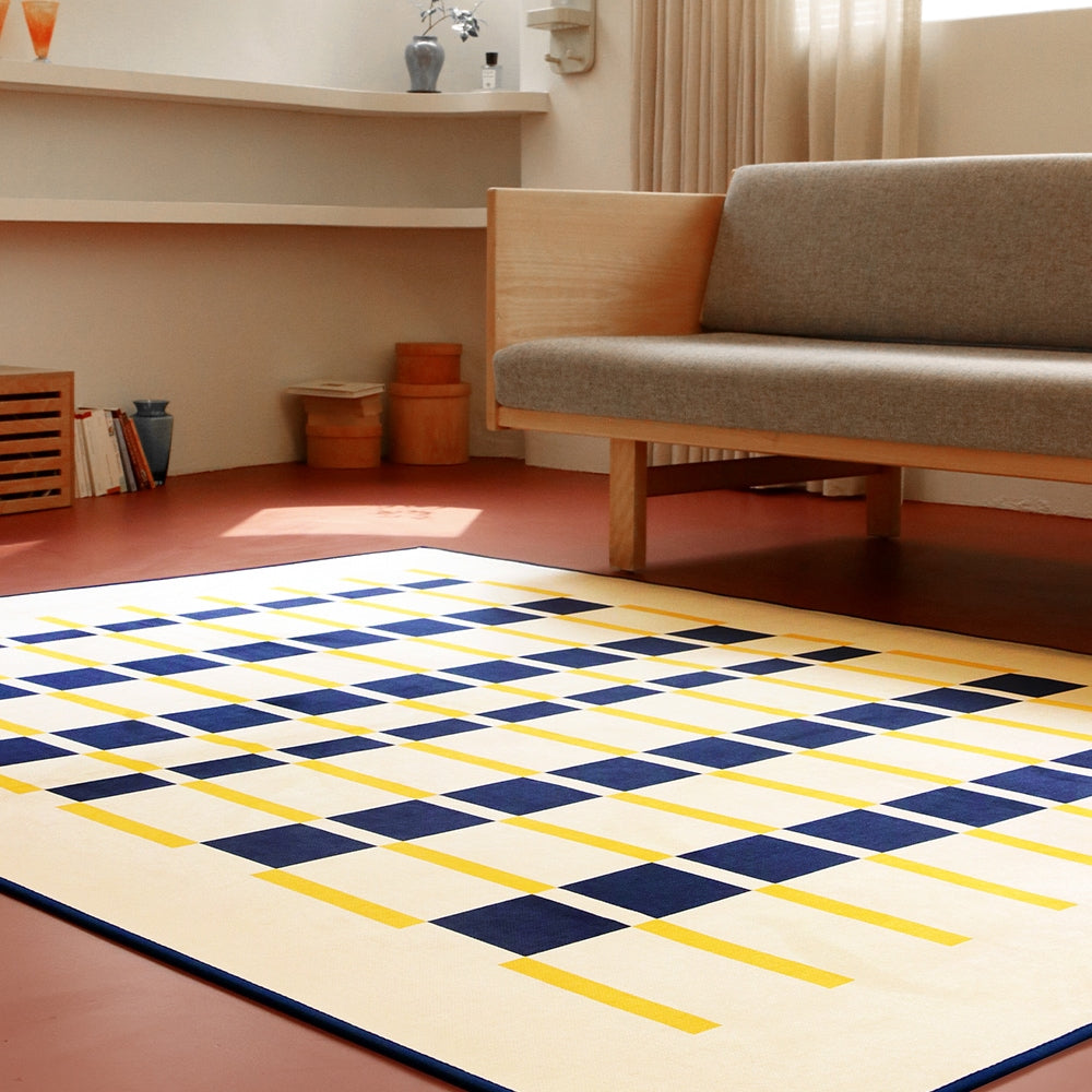 Checkered Chenille Mid-Century Area Rug