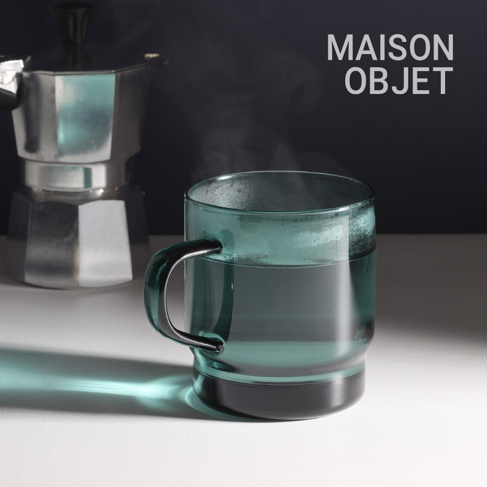 Stackable Colored Glass Mug Set of 2
