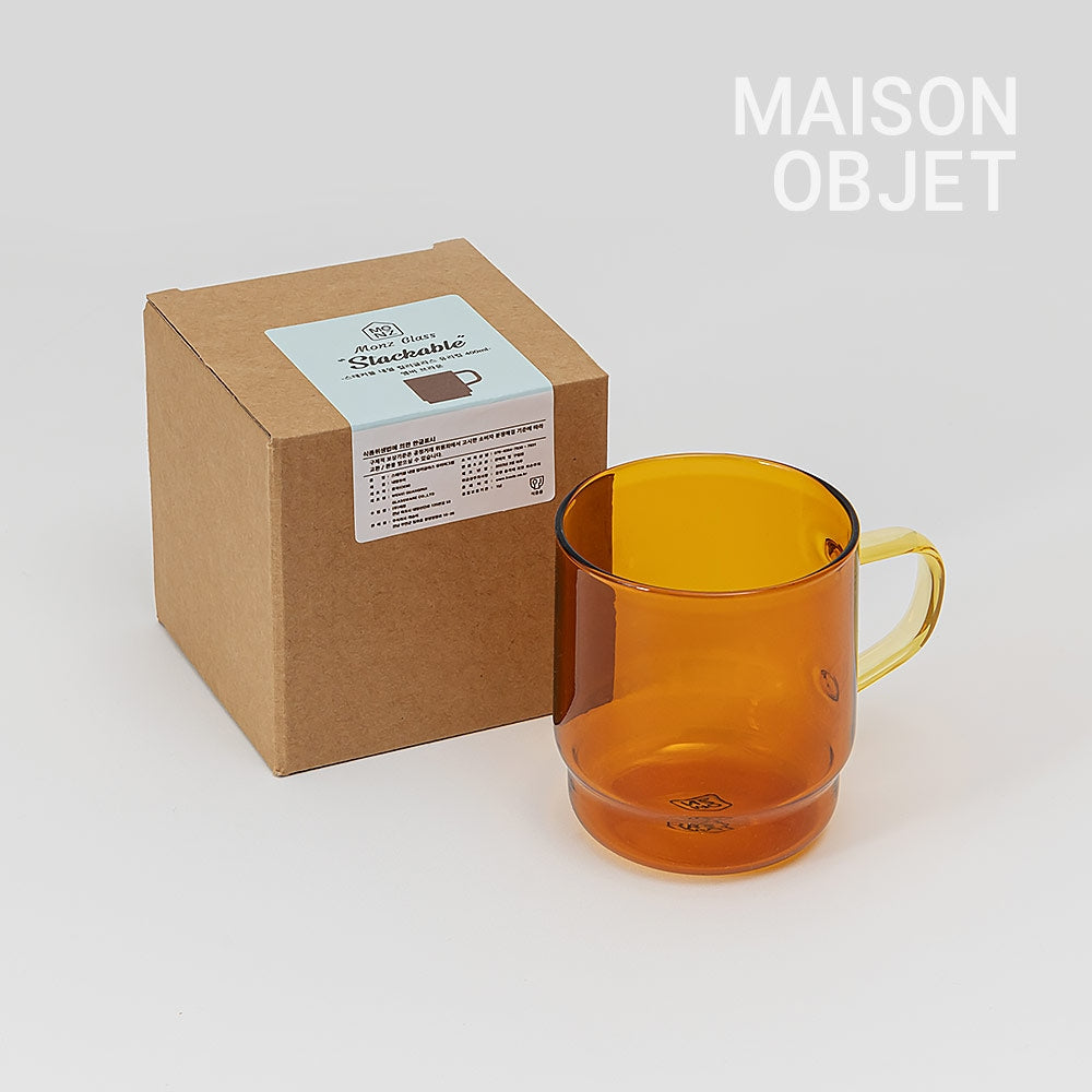 Stackable Colored Glass Mug Set of 2
