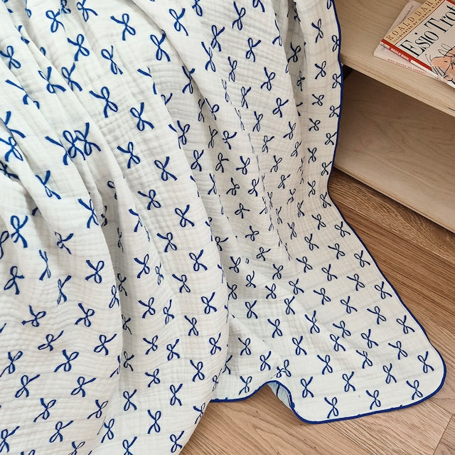 Ribbon Line Reversible 4-Layer Gauze Blanket