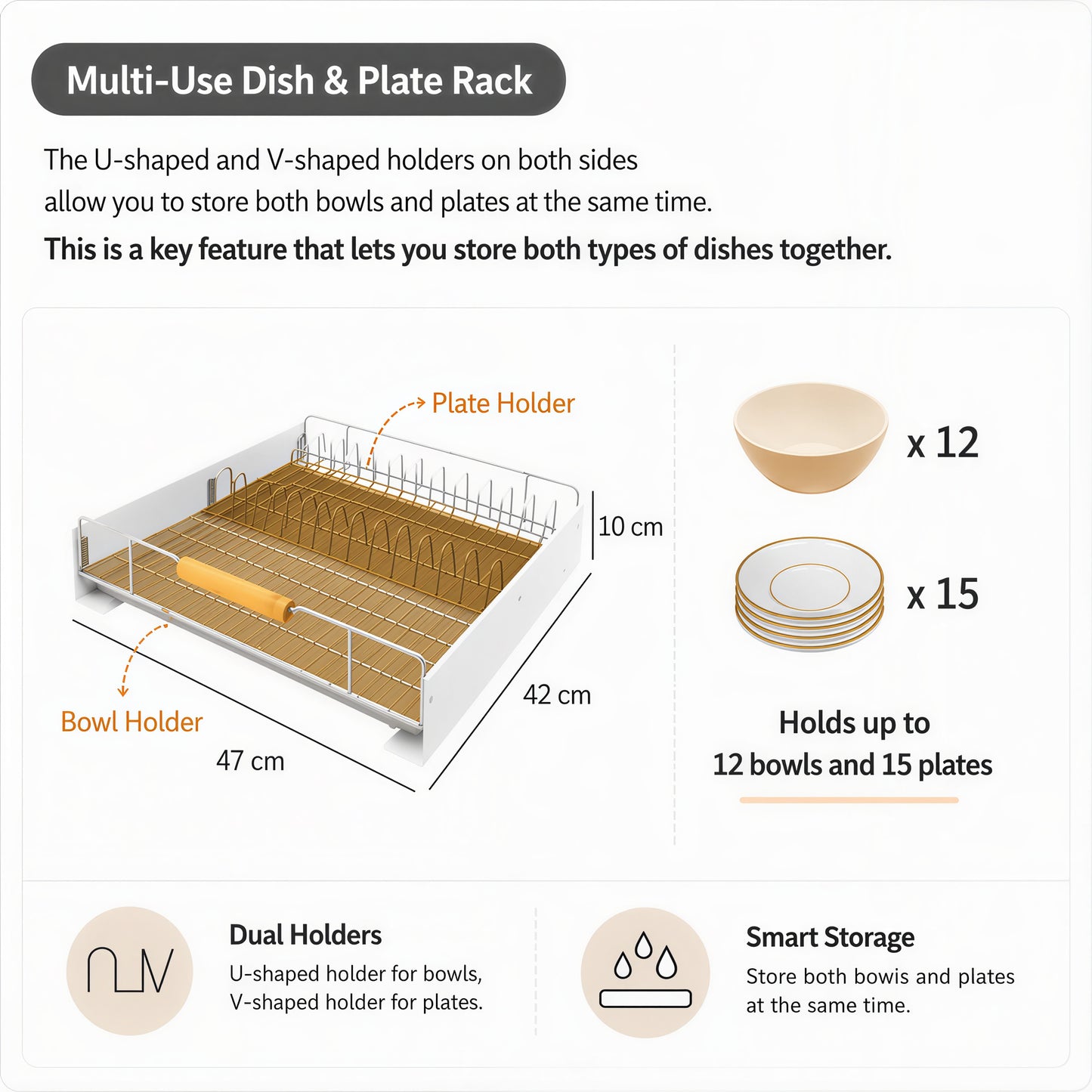 Sliding Dish Rack with Wood Handles