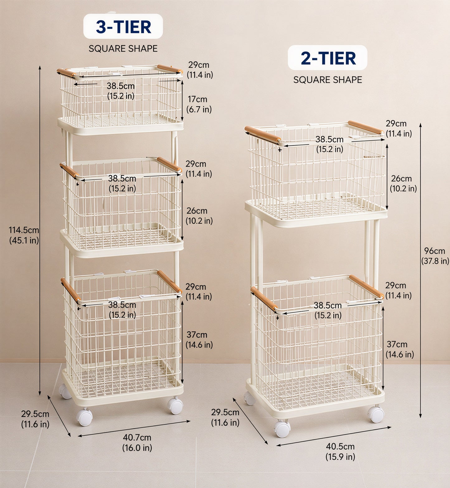 Rollbin Vibe 3-Tier Rolling Laundry Cart