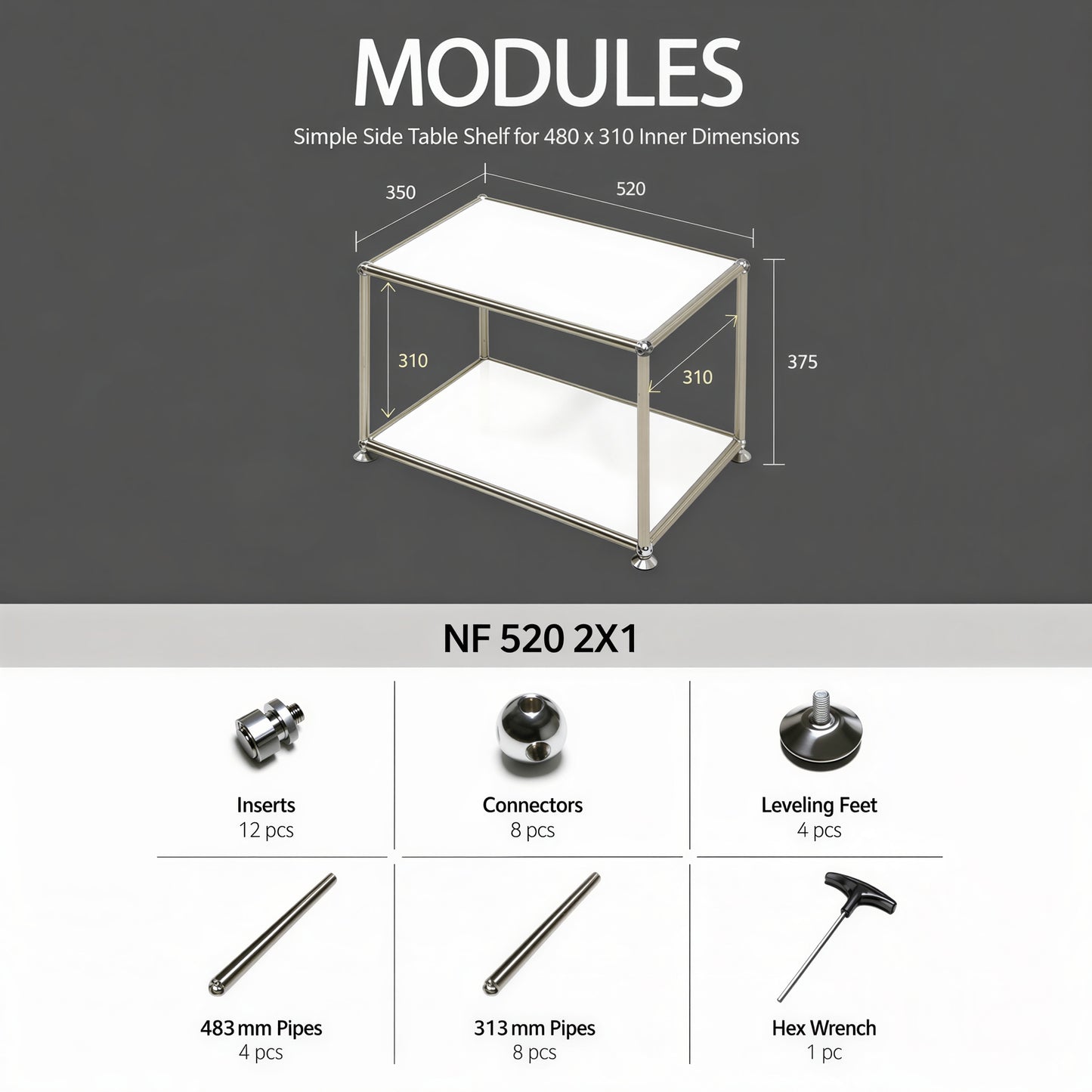 Mid-Century Extendable DIY 2-Tier Modular Shelf