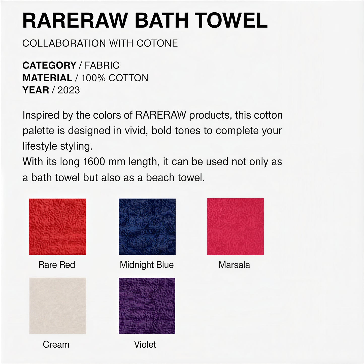 Rareraw Bold Color Bath Towel