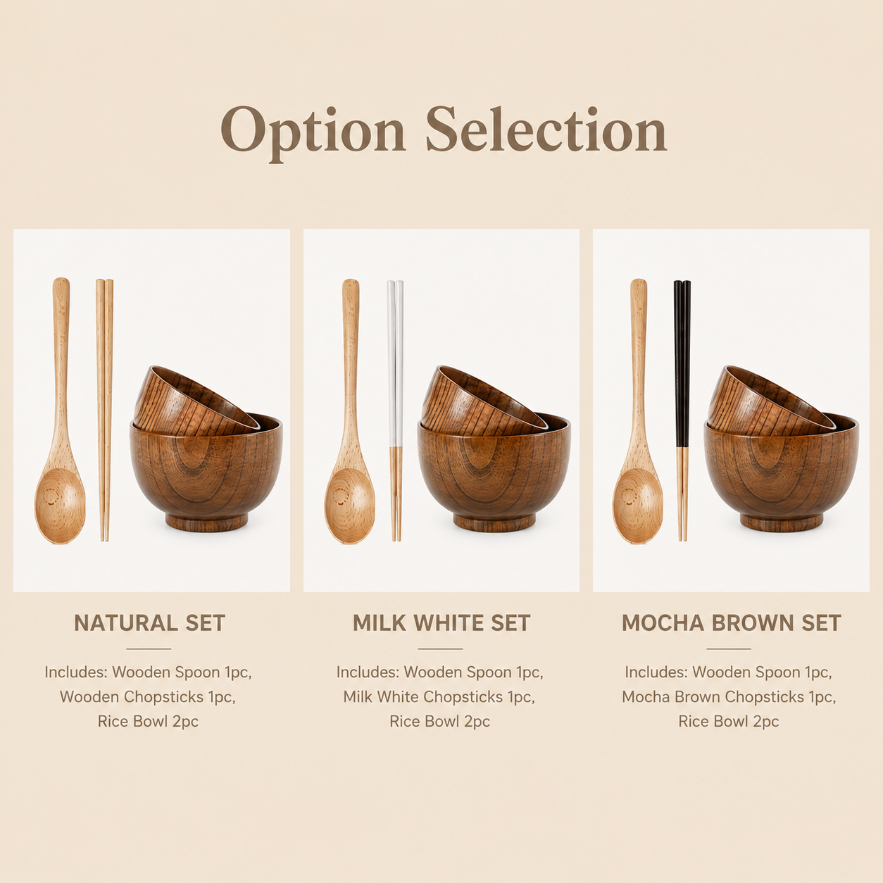 Natural Wood Tableware Set (4-Piece)