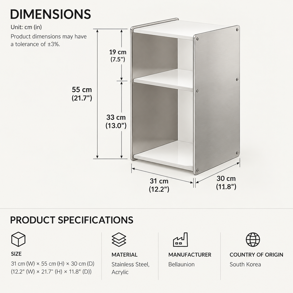 Slim Stainless Modular Side Table