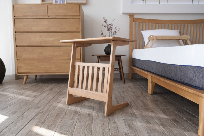 Wooden Side Table with Magazine Rack