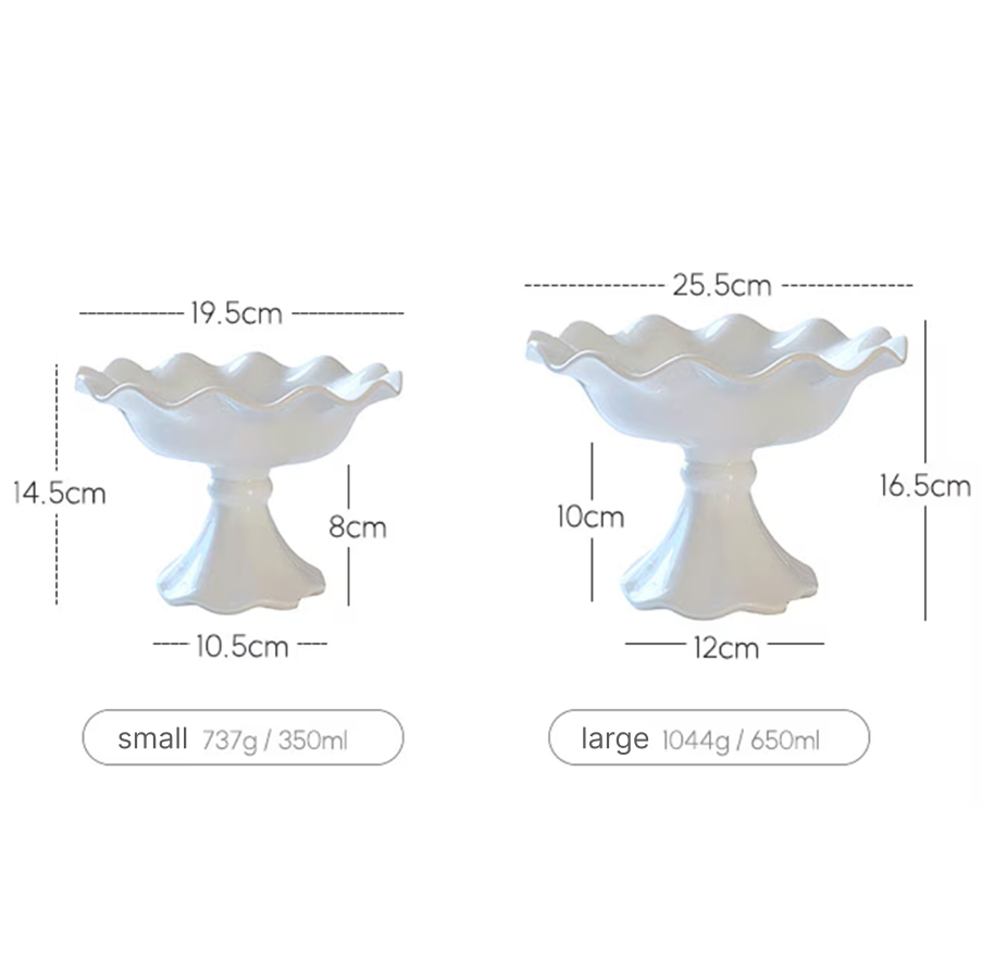 Fluted Ceramic Pedestal Tray