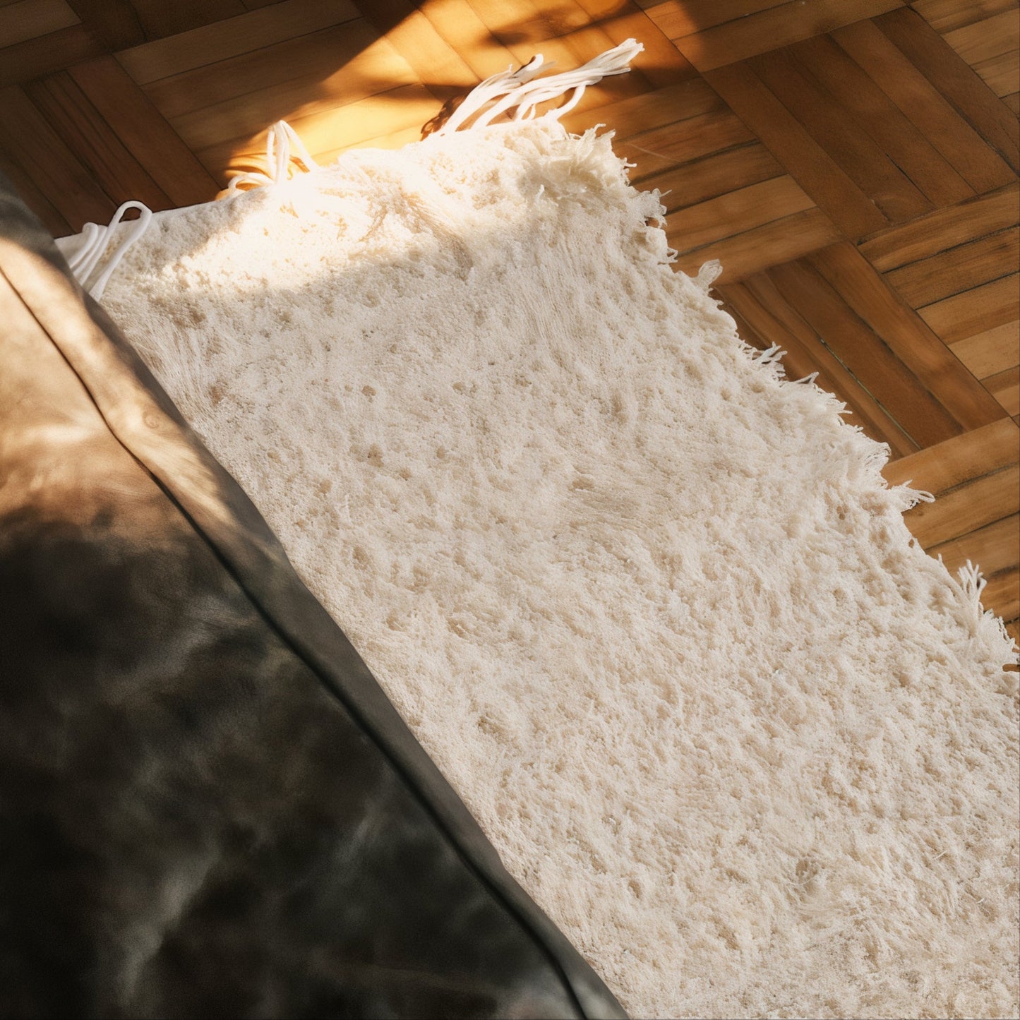 Natural Cotton Fringe Rug