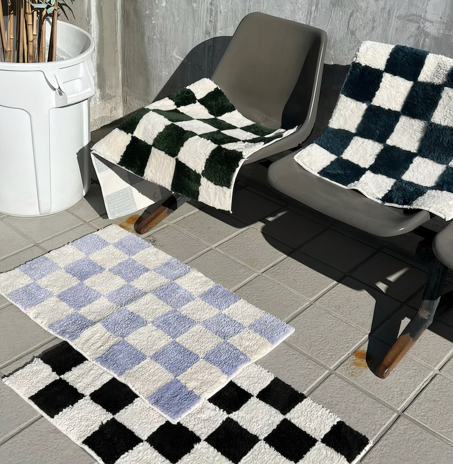 Fluffy Checkerboard Rug