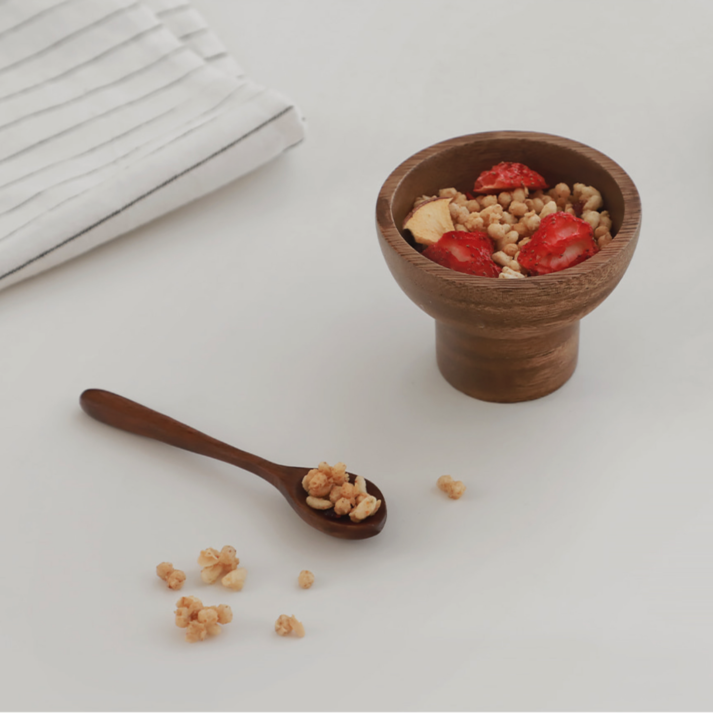 Acacia Wood Pedestal Bowl - close up