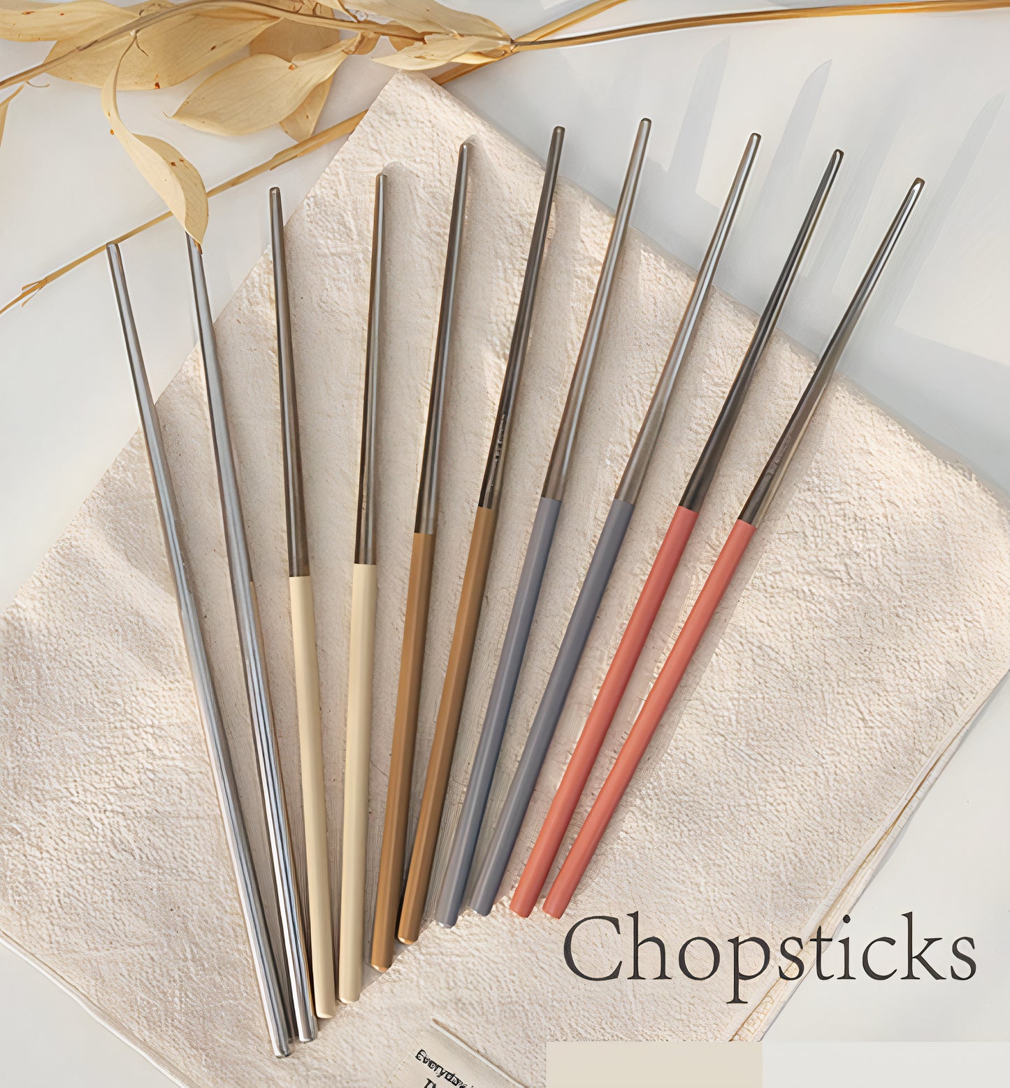 Matte Stainless Steel Spoon & Chopsticks Set of 4
