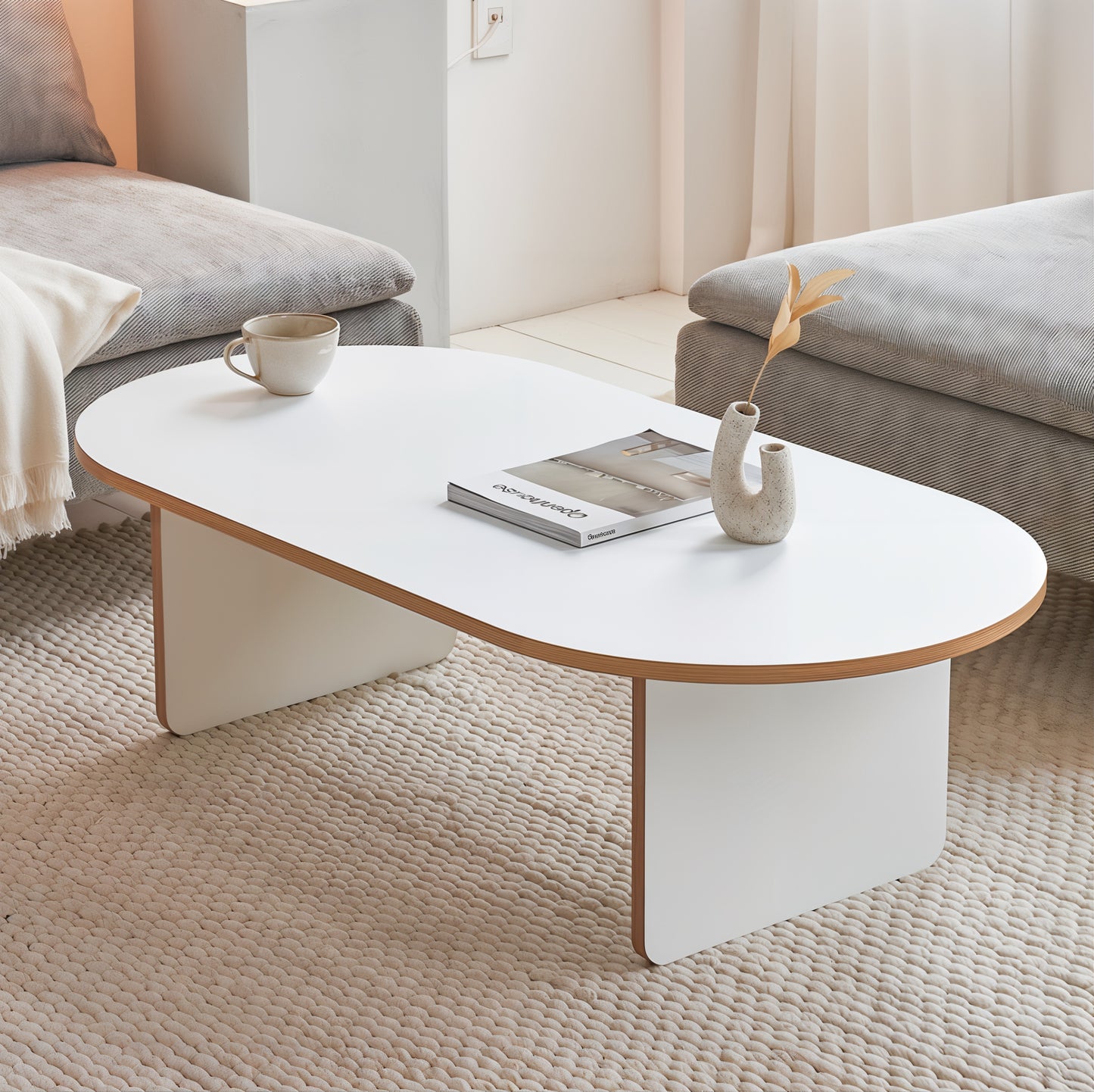 White Solid Wood Coffee Table