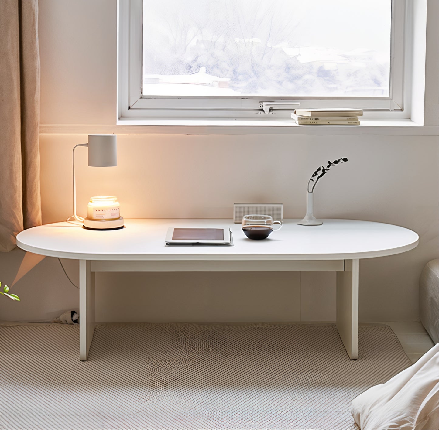 White Solid Wood Coffee Table
