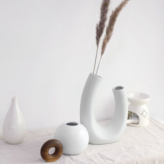Sculptural Curved Ceramic Vase