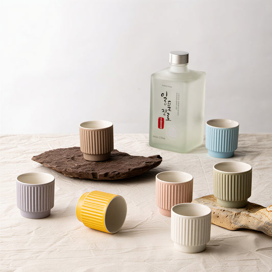 Ribbed Ceramic Soju Shot Glass